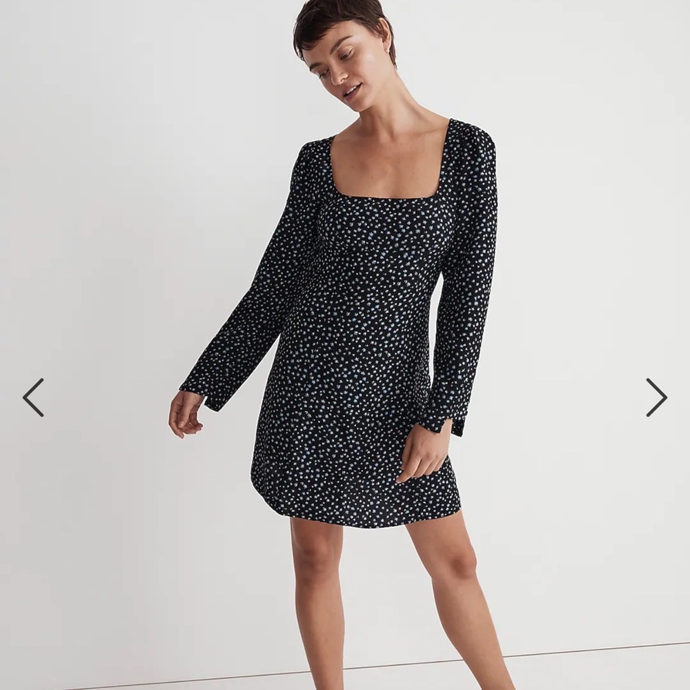 Madewell Seamed Long-Sleeve Mini Dress in Ditsy Floral